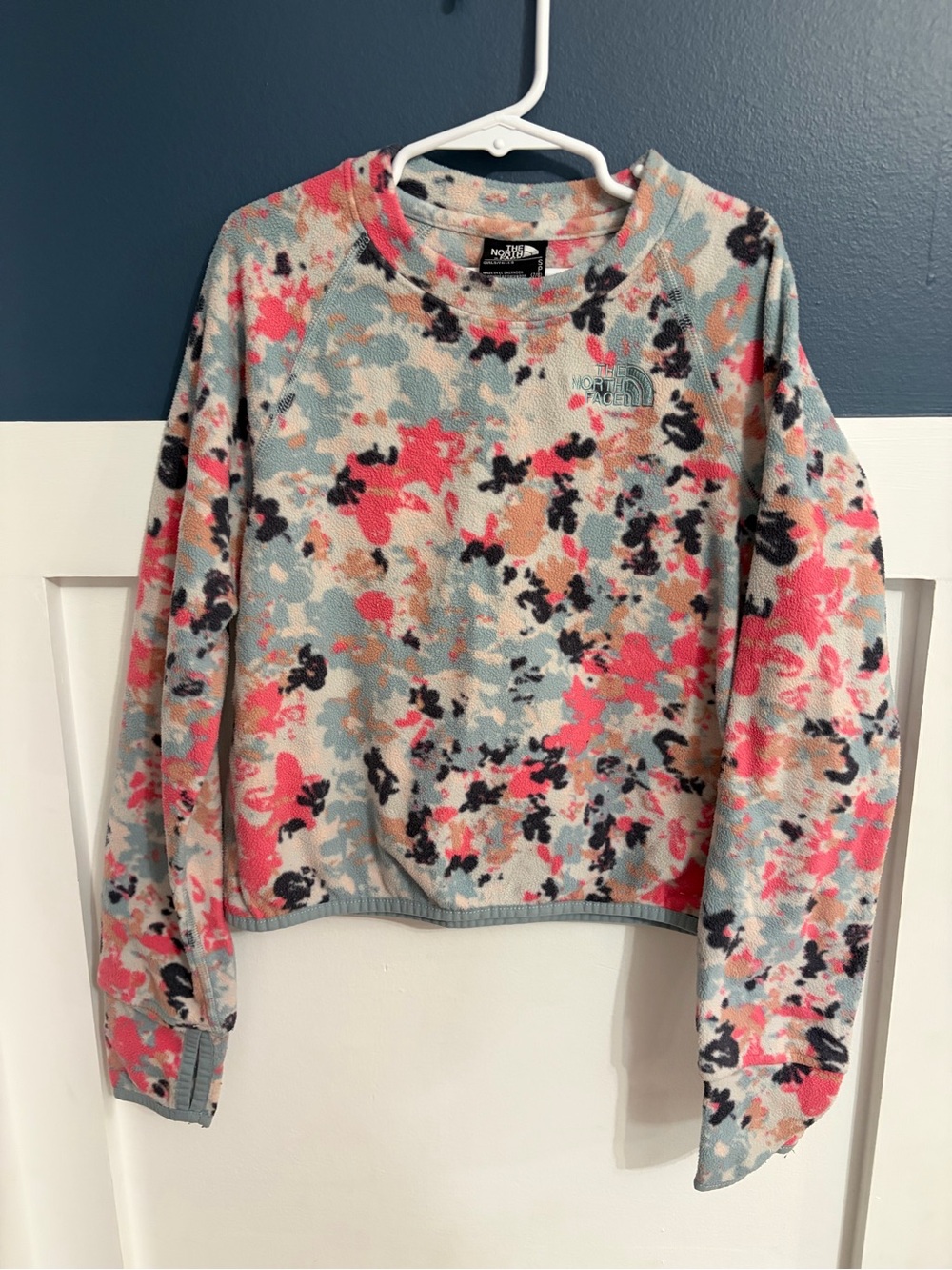 The North Face Girls' Glacier Pullover Fleece Tourmaline Floral Camo Size S 7/8